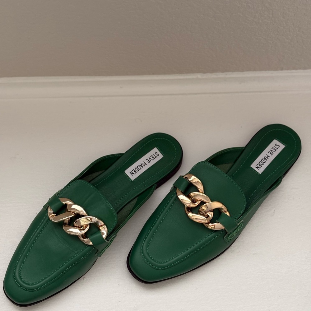 Steve Madden Emerald Mules with Gold Accent